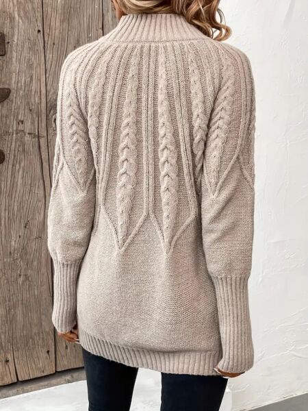 Kadın Uzun Kollu Yarı Balıkçı Yaka Triko Bluz