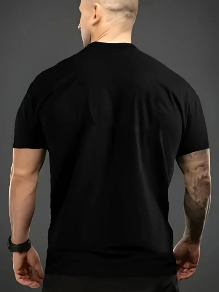 Baskılı Oversize Bisiklet Yaka T-shirt - Siyah