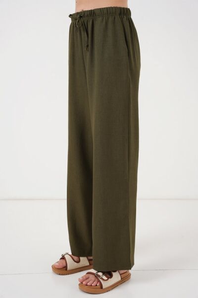Geniş Paça Keten Pantolon 6735 - Haki