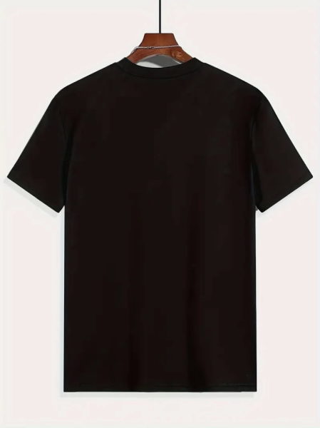 Baskılı Oversize Bisiklet Yaka T-shirt - Siyah