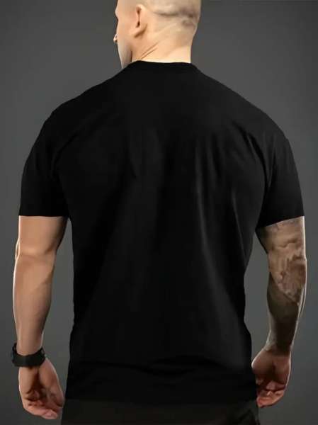 Baskılı Oversize Bisiklet Yaka T-shirt - Siyah
