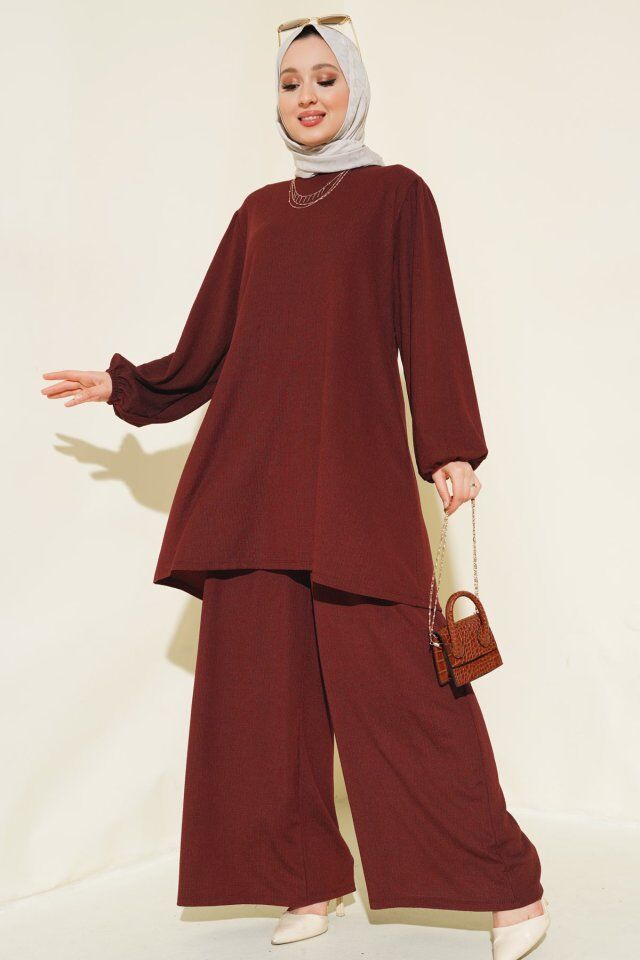 Tunik Pantolon Alt Üst Takım 6663 - Bordo
