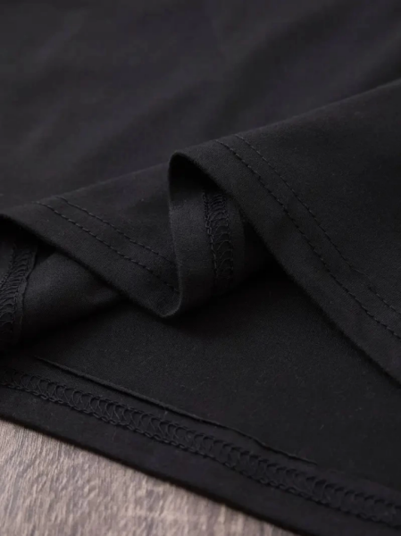 Baskılı Oversize Bisiklet Yaka T-shirt - Siyah