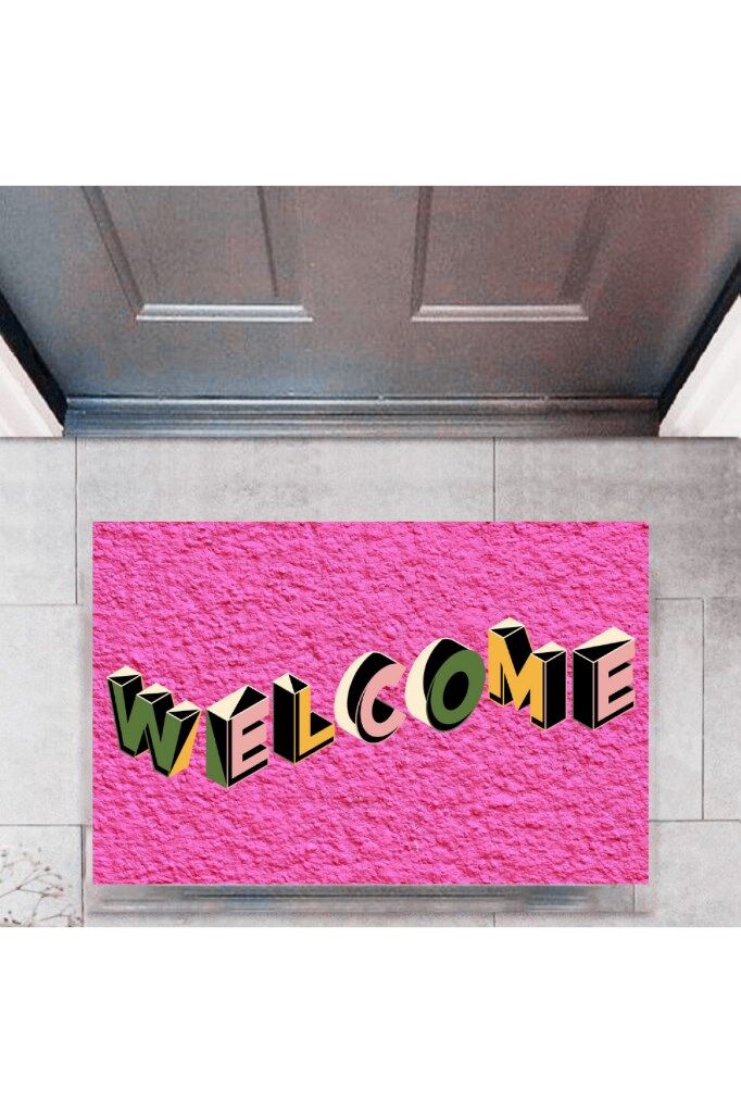 Kapı Önü Paspası Dekoratif Dijital Baskı Welcome P-2343