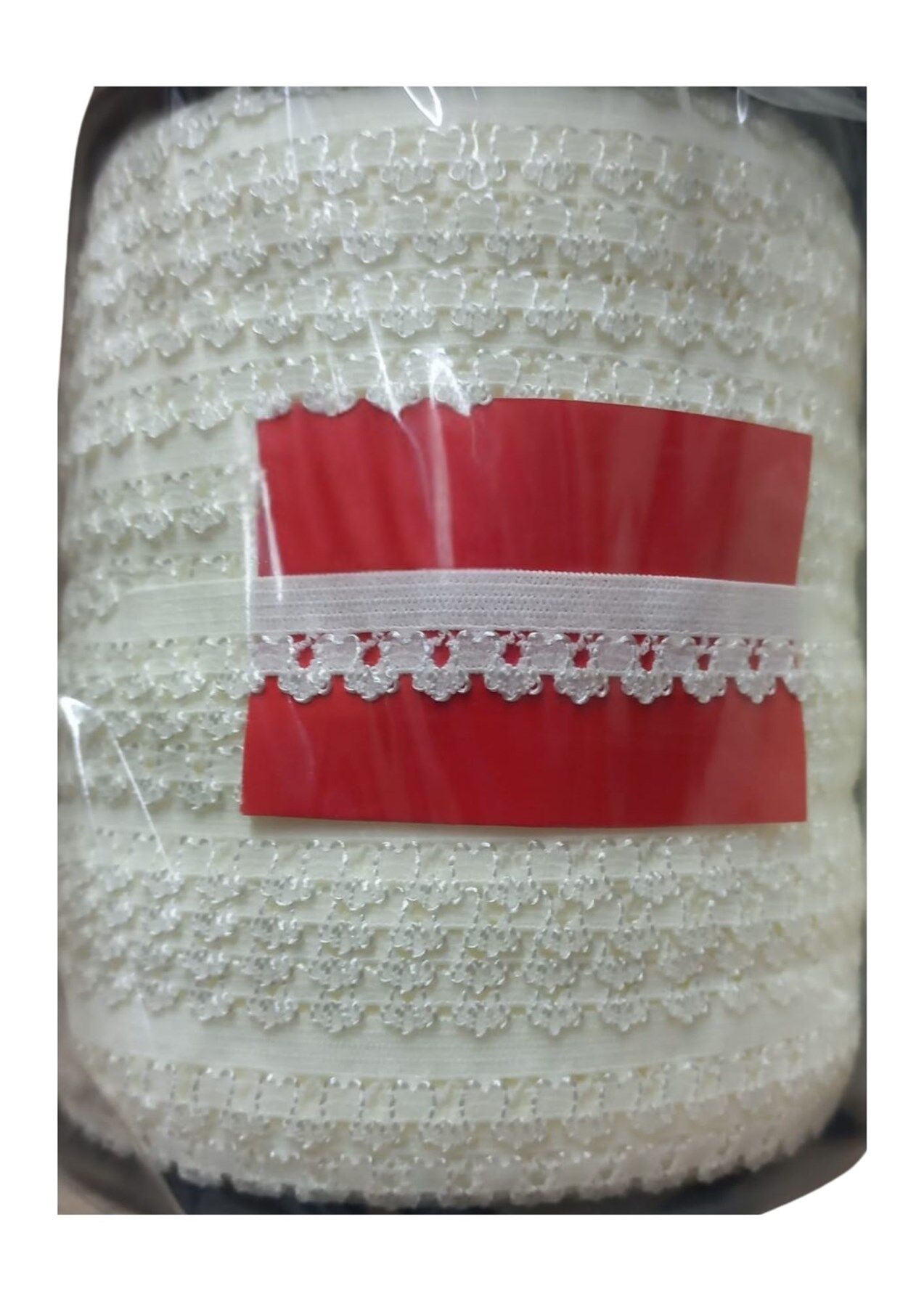 Çamaşır Lastiği Dantelli 1 cm 75 Metre 1 Top Kırık Beyaz