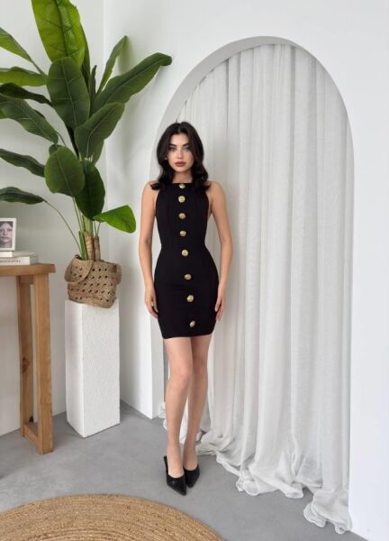 Katalina Gül Düğmeli Elbise