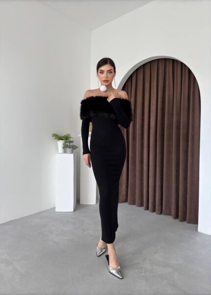 Bestia Straplez Tüy Detaylı Elbise