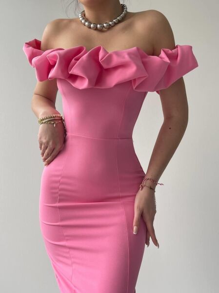 Popi Madonna Yaka Kalem Elbise