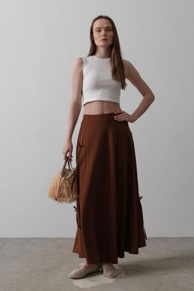 Fiyonk Kloş Etek - Kahve