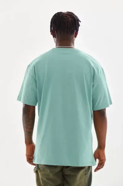 Unisex Baskılı Oversize T-Shirt - Mint Yeşili