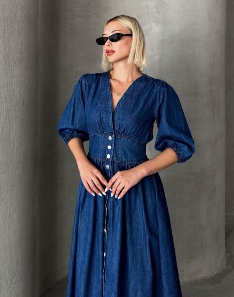 7037 KOT ELBİSE-MAVİ