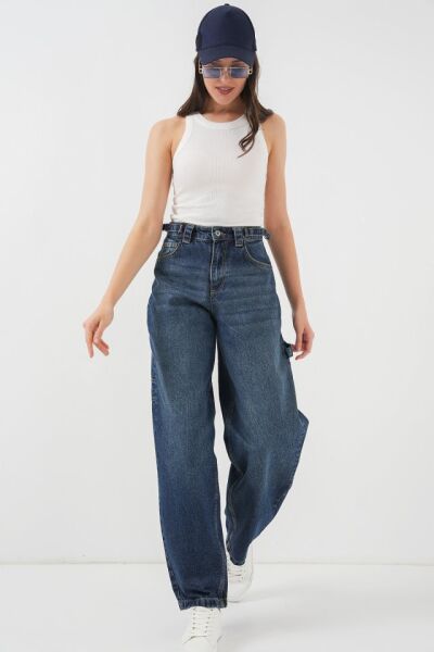 Yüksek Bel Kot Pantolon 6701 - Lacivert