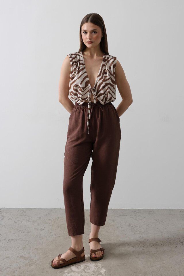 Crop Dokuma Bluz - Çok Renkli