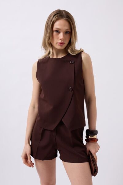 Yandan Düğmeli Dokuma Yelek