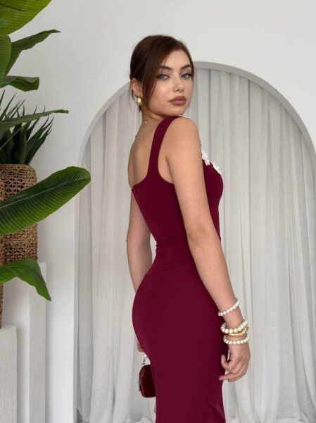 Mıng Çiçek Detaylı Elbise