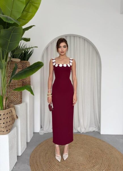 Mıng Çiçek Detaylı Elbise