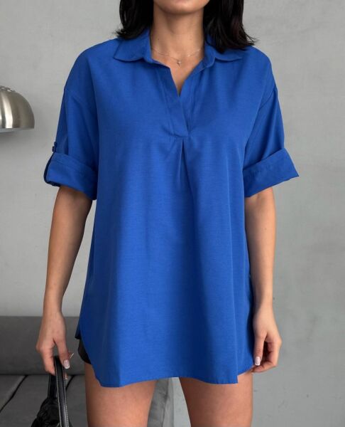 Yırtmaç Detaylı Tunik Gömlek