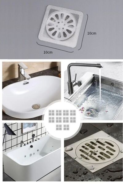 BUFFER® 10'lu Banyo ve Mıutfak Lavabo Koku Önleyici ve Haşere Böcek Önleyici Gider Filtresi