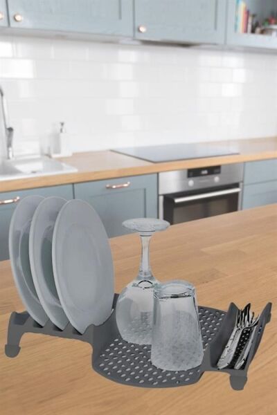 BUFFER® Lavabo Kenarı Fonksiyonel Tezgah Üstü Bardak Tabak Kaşık Kurutmalı Bulaşıklık Tabaklık