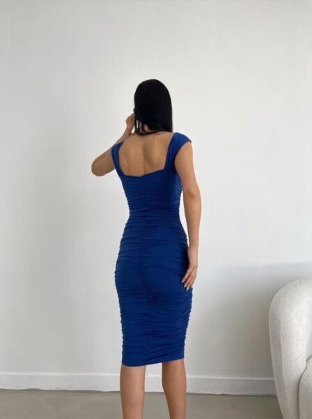 Kadın Sendy Kumaş Kalın Askılı Midi Boy Elbise