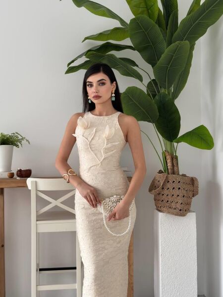Lers Çiçek Detaylı Elbise