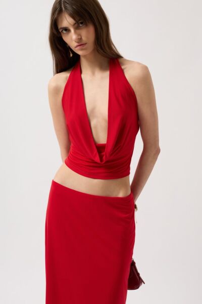 Degaje Yaka Crop Bluz