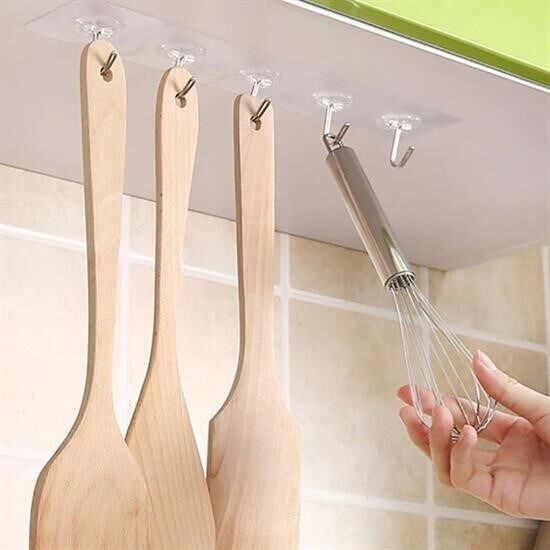 BUFFER® Süper Güçlü Yapışkanlı Suya Dayanıklı Şeffaf Askı 5li Set Yeniden Kullanılabilir Kancalar