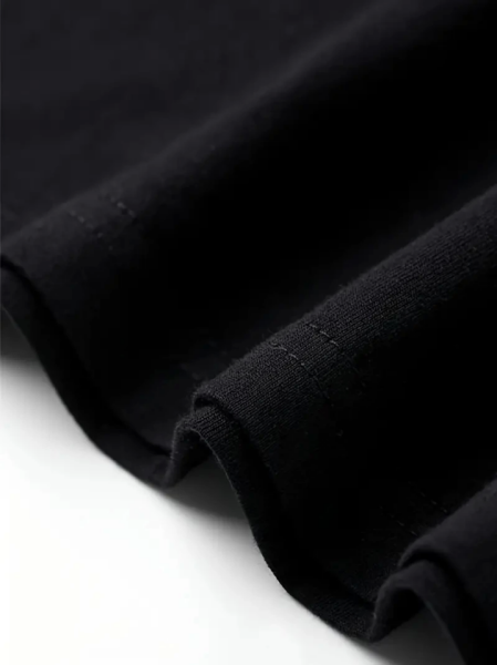 Baskılı Oversize Bisiklet Yaka T-shirt - Siyah