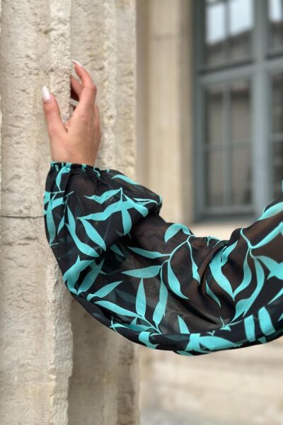 Desenli Desenli Fırfırlı Elbise