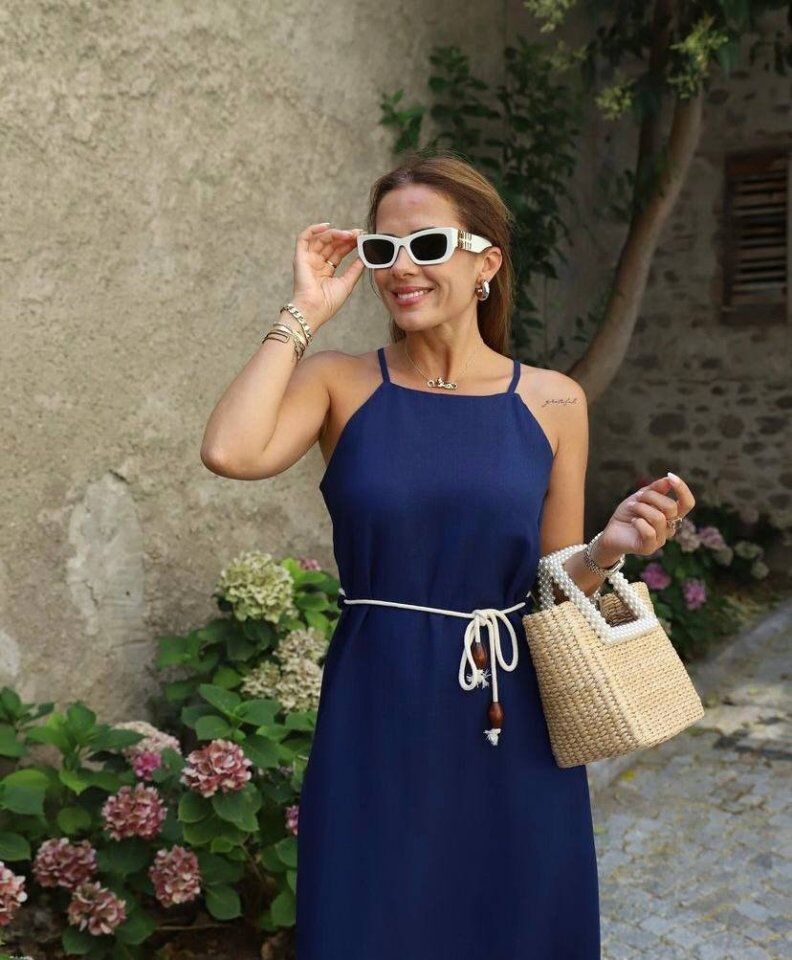 Kadın Kadın Omuz Askılı Kuşak Dahil Elbise