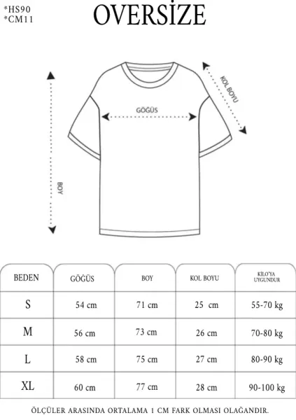 Unisex Bisiklet Yaka Baskılı Oversize T-Shirt - Siyah