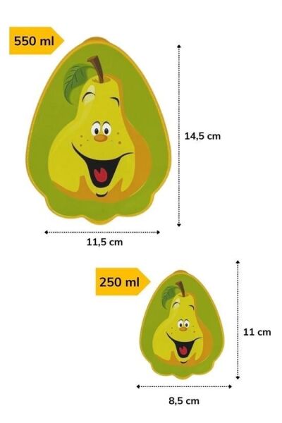 BUFFER® 2'li İç İçe Geçebilen Armut Model Saklama ve Beslenme Kabı Seti (550 ml + 250 ml)
