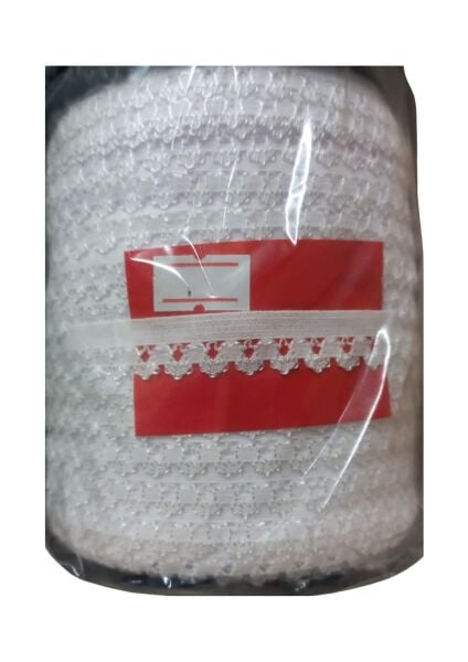 Çamaşır Lastiği Dantelli 1 cm 1 Metre Beyaz 1. Model