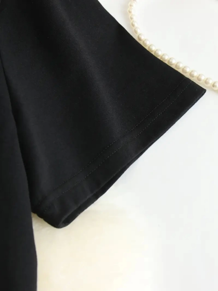 Baskılı Oversize Bisiklet Yaka T-shirt - Siyah