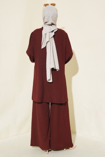 Tunik Pantolon Alt Üst Takım 6663 - Bordo