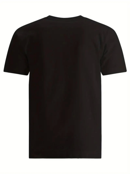 Baskılı Oversize Bisiklet Yaka T-shirt - Siyah