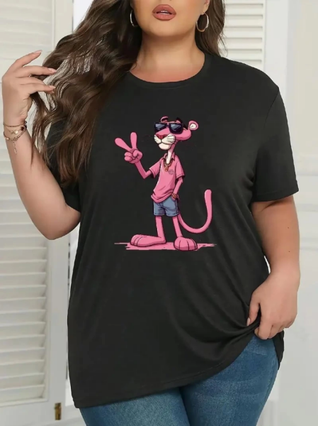 Baskılı Oversize Bisiklet Yaka T-shirt - Beyaz