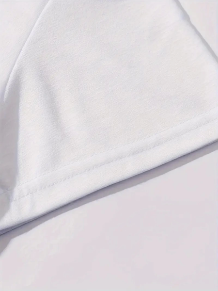 Baskılı Oversize Bisiklet Yaka T-shirt - Beyaz