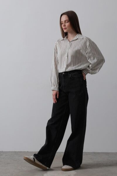 Parçalı Salaş Denim - Siyah