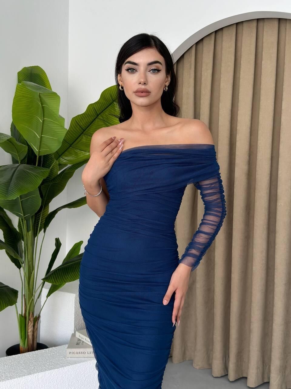 Polack Tek Omuz Tül Elbise