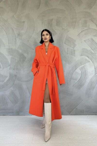 Oranj Kuşaklı Midi Kaban