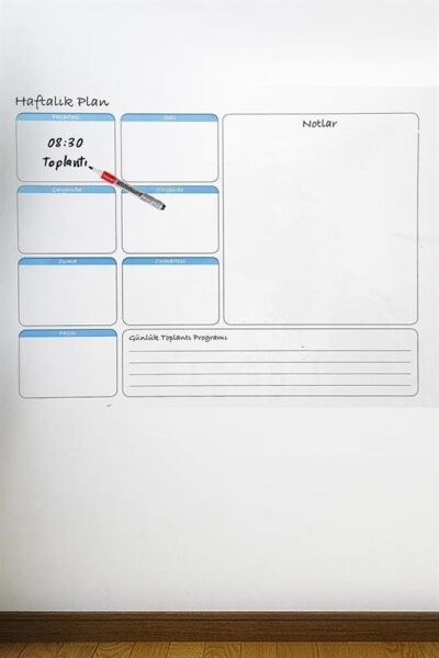 BUFFER® Haftalık Planlayıcı Manyetik Duvar Stickerı Takvim 100 cm x 60 cm