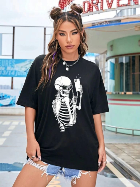 Baskılı T-shirt - Siyah