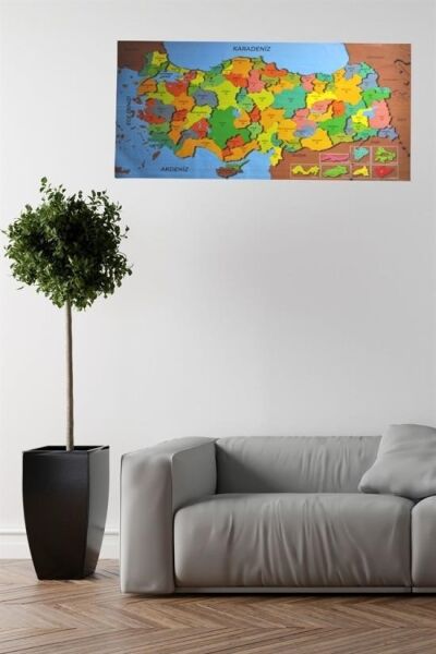 BUFFER® Renkli Türkiye Haritası Manyetik Yapıştırıcı Gerektirmeyen Duvar Stickerı 118 CM * 56 CM