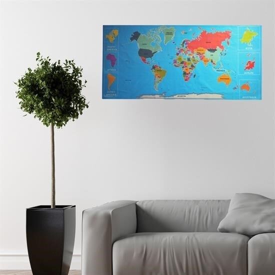 BUFFER® RenkliAtlas DünyaHaritası Manyetik Yapıştırıcı Gerektirmeyen Duvar Stickerı 118 CM * 56 CM