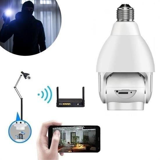 BUFFER® WiFi 360 Panoramik Ampul Kamera Gece Görüş Ses Akıllı Hareket Algılayıcı