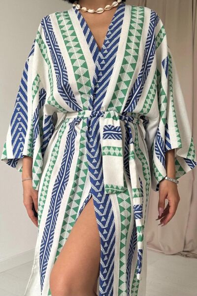 Mavi Desenli Kimono