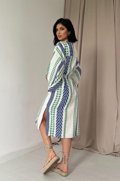 Mavi Desenli Kimono