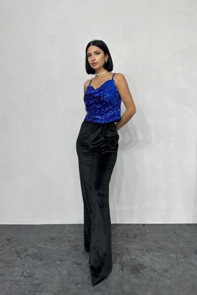 Saks Askılı Degaje Bluz