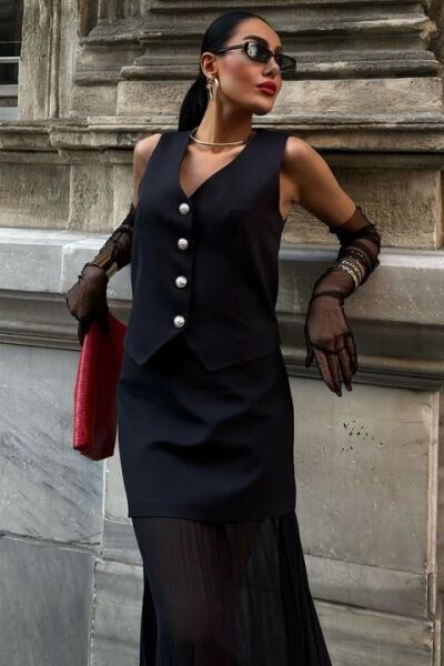 Yelek Ve Pilise Etekli Premium Takım 10096